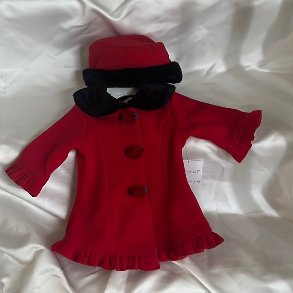 Starting Out Red Baby’s Jacket with Black Accents and Roses